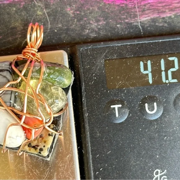 OOAK Artisan Handmade Jewelry Assemblage Art Gemstone Necklace Pendant, 4300 G - Picture 7 of 9